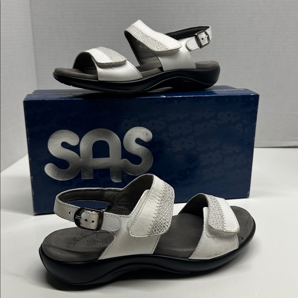 SAS Shoes - SAS Nudu Sandals Sling Back Comfort Open Toe Shoes White Women's Size 6 Wide